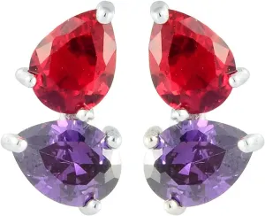 RIZILIA Stud Pierced Earrings with Pear Cut CZ [White Cubic Zirconia] in White Gold Plated, Simple Modern Elegant