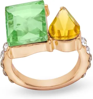 Rocksbox Amelia Statement Ring with Green & Yellow CZ - Women's Gold Statement Ring - 14k Gold Plating with Cubic Zirconia - Premium Quality Jewelry