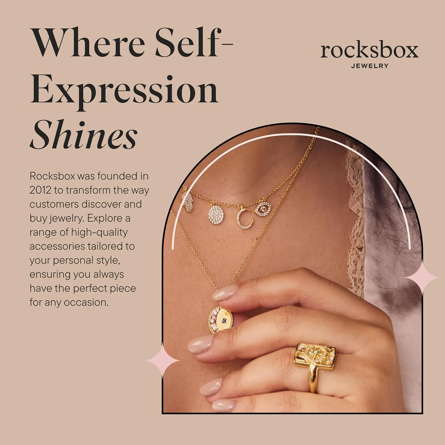 Rocksbox Stella CZ Statement Ring - Women's Statement Ring - 14k Gold Plating with Cubic Zirconia - Premium Quality Jewelry
