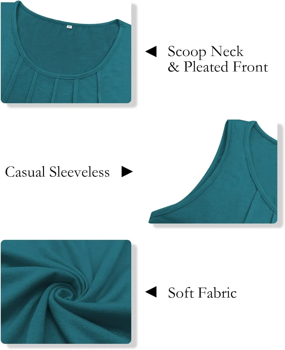 ROSRISS Plus-Size-Tank-Tops Summer Sleeveless Casual Pleated Shirts Trendy Scoop Neck Tunics Flowy Tees
