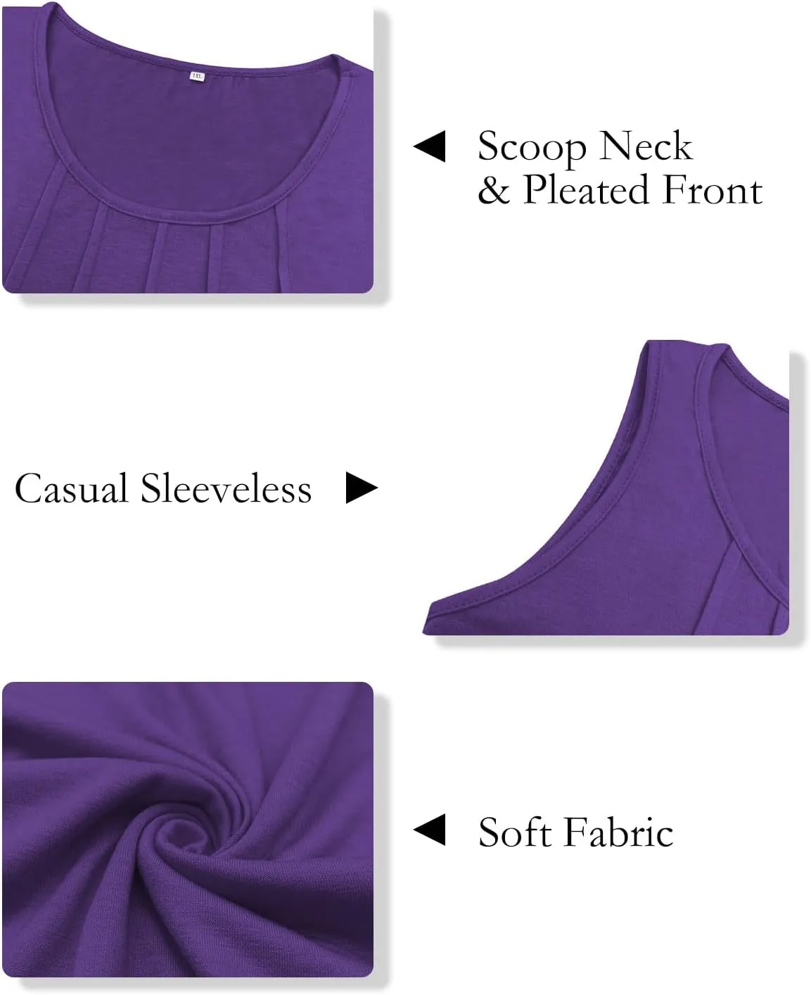 ROSRISS Plus-Size-Tank-Tops Summer Sleeveless Casual Pleated Shirts Trendy Scoop Neck Tunics Flowy Tees