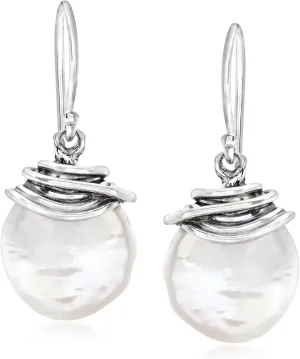 Ross-Simons 12-13mm Cultured Coin Pearl Drop Earrings