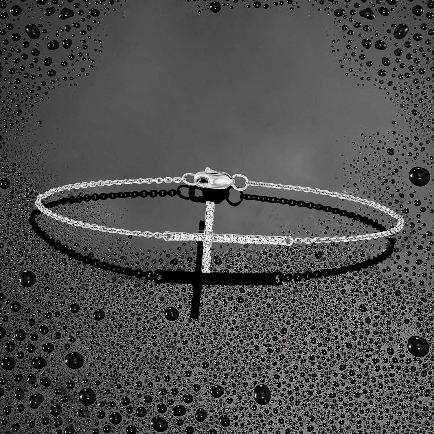 Ross-Simons Diamond Sideways Cross Bracelet in 14kt White Gold