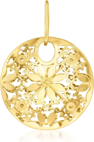 Ross-Simons Italian 14kt Yellow Gold Circle Flower Pendant