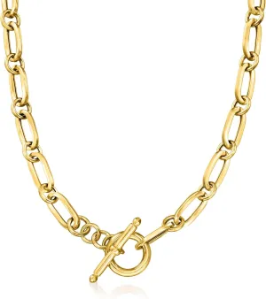 Ross-Simons Italian 18kt Gold Over Sterling Paper Clip Link Necklace. 18 inches