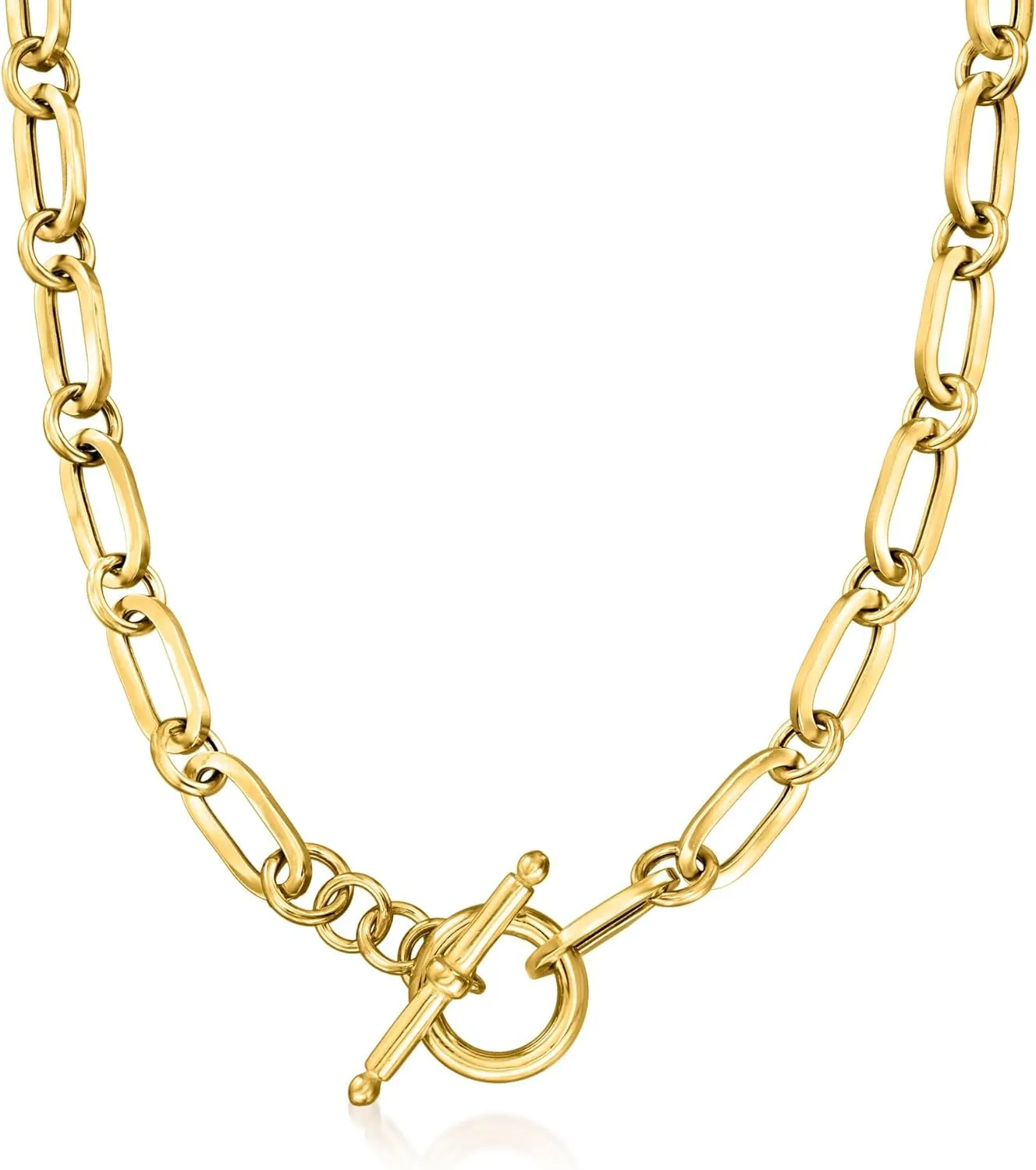 Ross-Simons Italian 18kt Gold Over Sterling Paper Clip Link Necklace. 18 inches