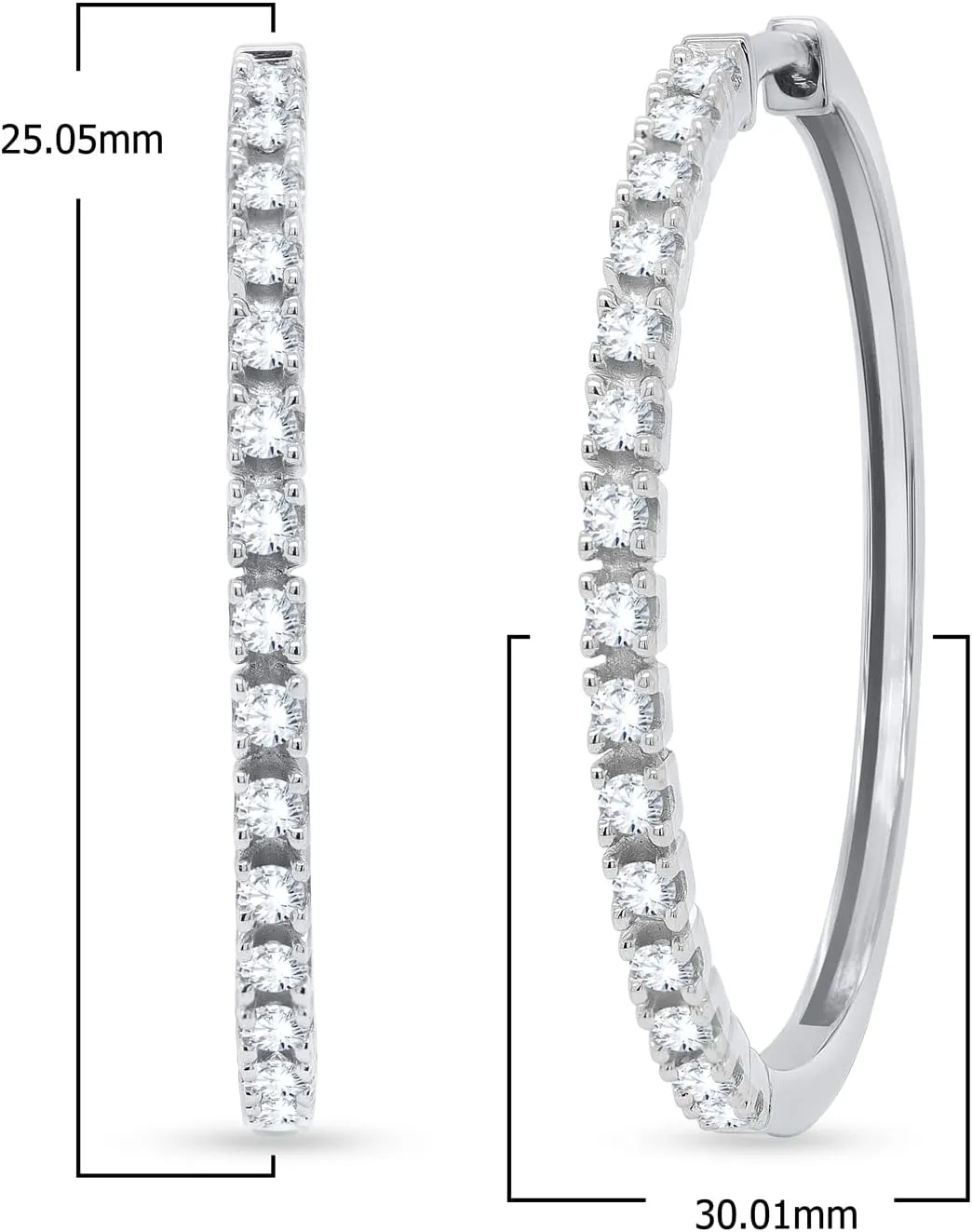 Round Diamond Huggies Hoop Earrings for Women - 1/2 Cttw Round Cut Natural Diamond Hoop Earrings Jewelry Gift 18K Gold over 925 Sterling Silver (0.52 Carat, I-J Color, I2 Clarity)
