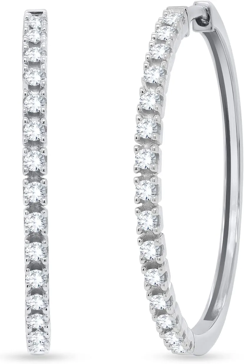 Round Diamond Huggies Hoop Earrings for Women - 1/2 Cttw Round Cut Natural Diamond Hoop Earrings Jewelry Gift 18K Gold over 925 Sterling Silver (0.52 Carat, I-J Color, I2 Clarity)