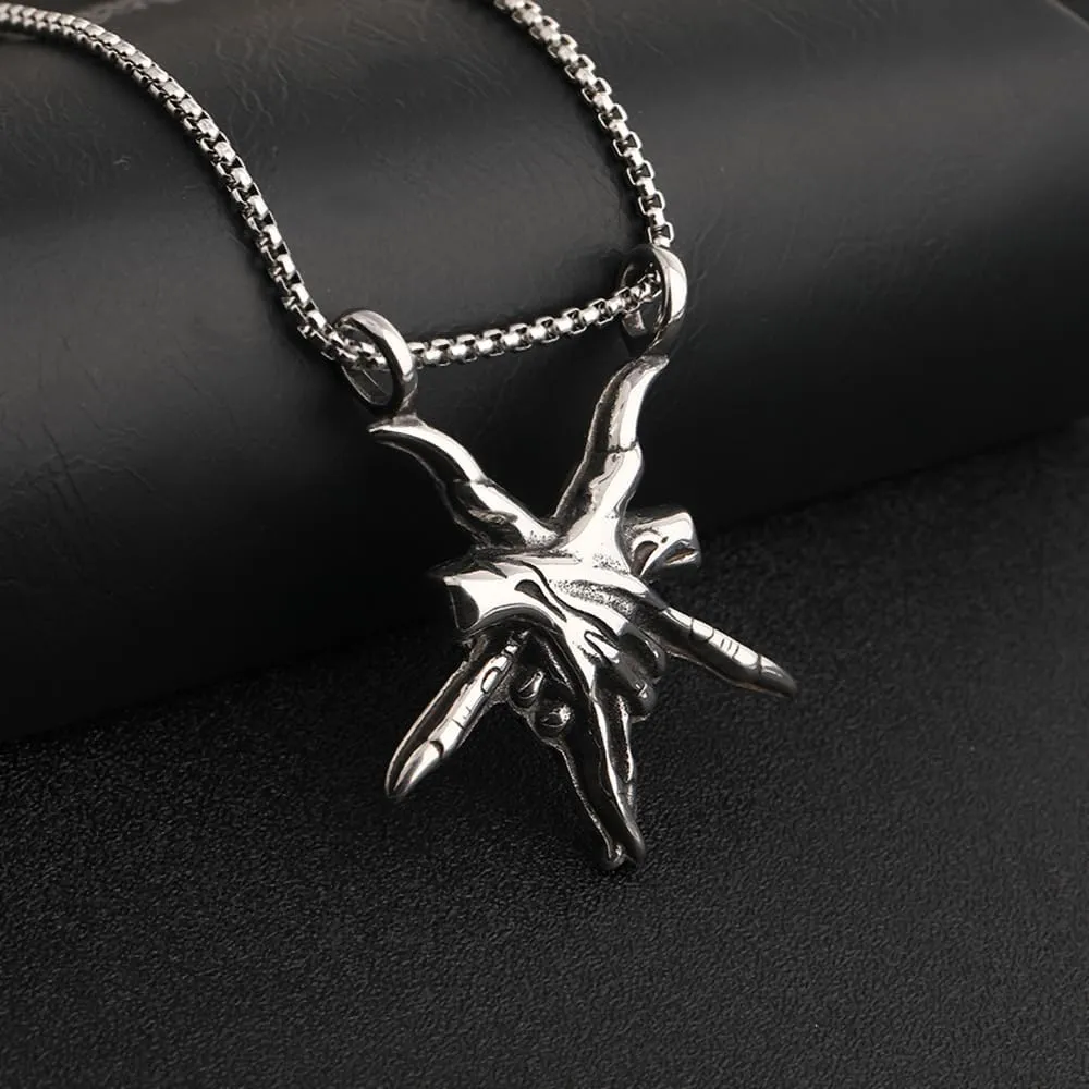 Satan Goat Necklaces for Men, Stainless Steel Baphomet Satanic Goat Head Pendant, Gothic Inverted Pentagram Jewelry Gift