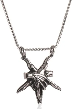 Satan Goat Necklaces for Men, Stainless Steel Baphomet Satanic Goat Head Pendant, Gothic Inverted Pentagram Jewelry Gift