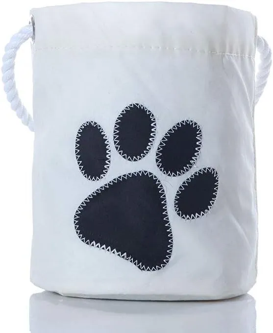 Sea Bags Recycled Sail Cloth Paw Print Bucket Bag Reusable Utility Bag, Sail Cloth Organizer Bucket Rope Handle