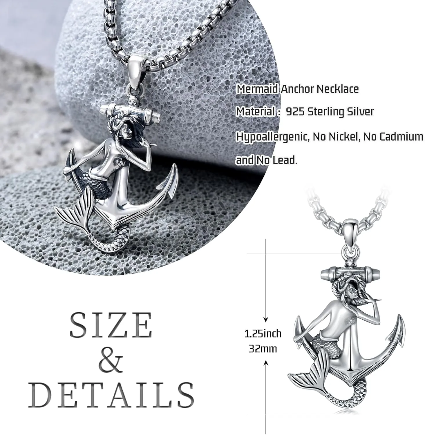 Sea Turtle/Jellyfish/Dolphin/Mermaid/Compass/Steering wheel necklace 925 Sterling Silver Anchor Navy Ocean Jewelry Beach Gifts for Women Men