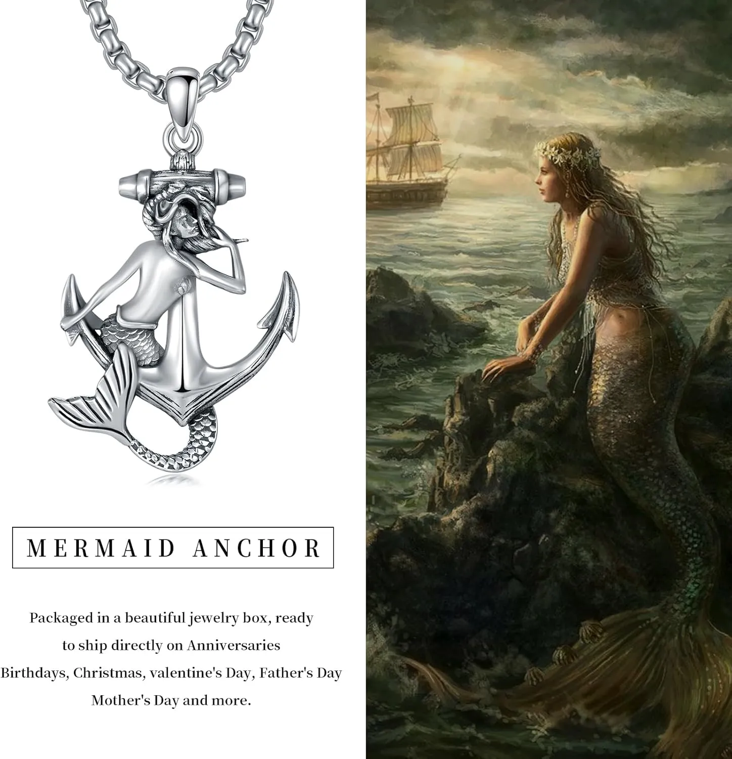 Sea Turtle/Jellyfish/Dolphin/Mermaid/Compass/Steering wheel necklace 925 Sterling Silver Anchor Navy Ocean Jewelry Beach Gifts for Women Men