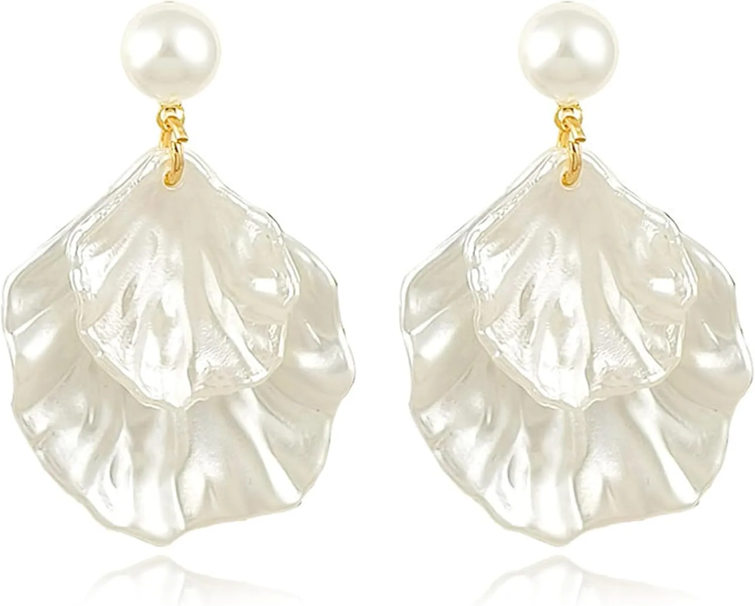 Seashell Pearl Earrings for Women18K Gold Plated Dangle Drop Earrings, Lightweight Jewelry for Wedding, Elegant Accessories for Women, Ideal for Everyday & Special Occasions
