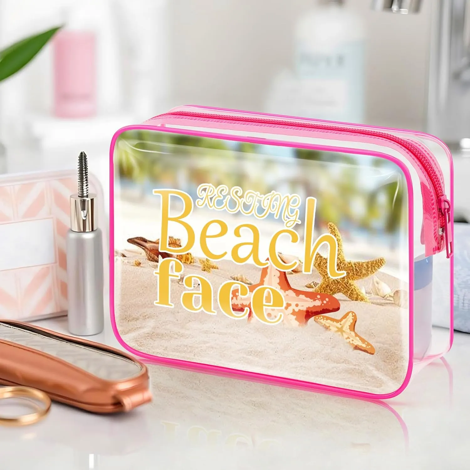 Sfodiary Beach Gifts Beach Lover Gift Beach Makeup Bag for Women Beach Theme Gift for Women Beach Summer Travel Trip Gifts Cosmetic Bag Ocean Gifts Sea Lovers Gift for Friends Zipper Travel Pouch