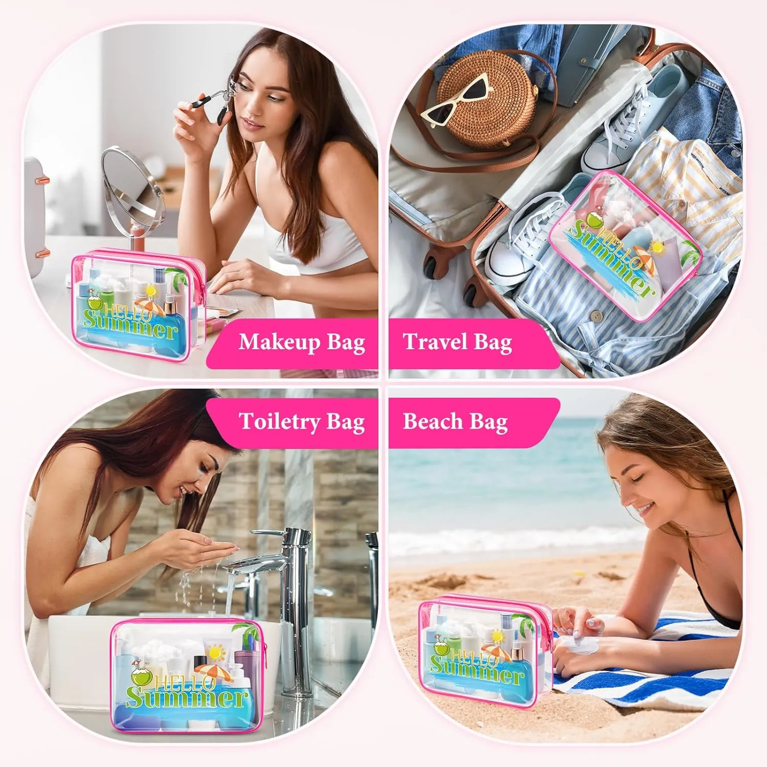 Sfodiary Beach Lover Gifts for Women Beach Theme Makeup Bag Summer Beach Cosmetic Bag Beach Trip Gifts Beach Gifts for Friends Sister Christmas Birthday Gift Funny Vacation Gifts Zipper Travel Pouch