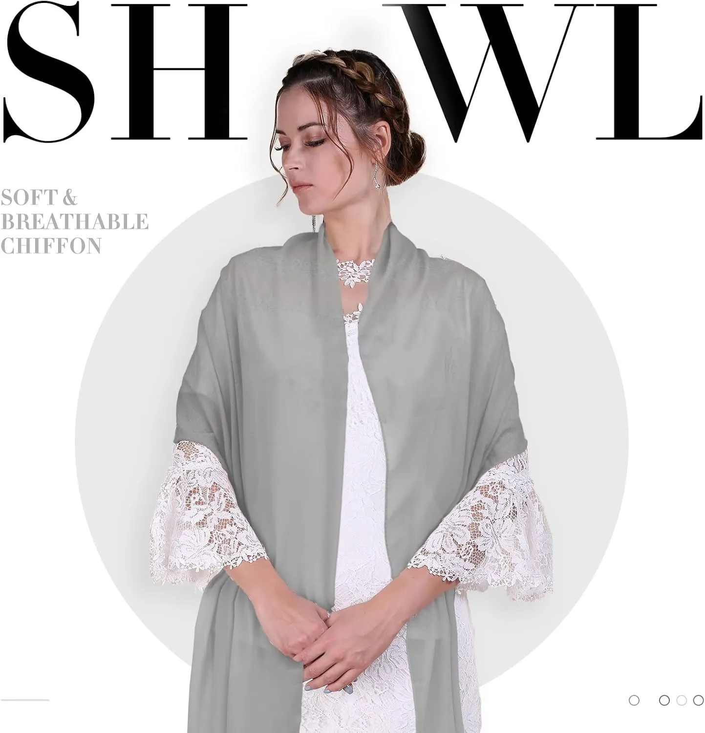 Shawls and Wraps for Evening Dresses - Chiffon Scarf for Women Wedding Bride - Formal Dress Scarves