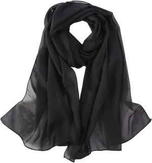 Sheer-Silk-Scarf for Women Black Long Scarf Chiffon Shawl Wrap for Evening Dresses Wedding Party Dress Accessory