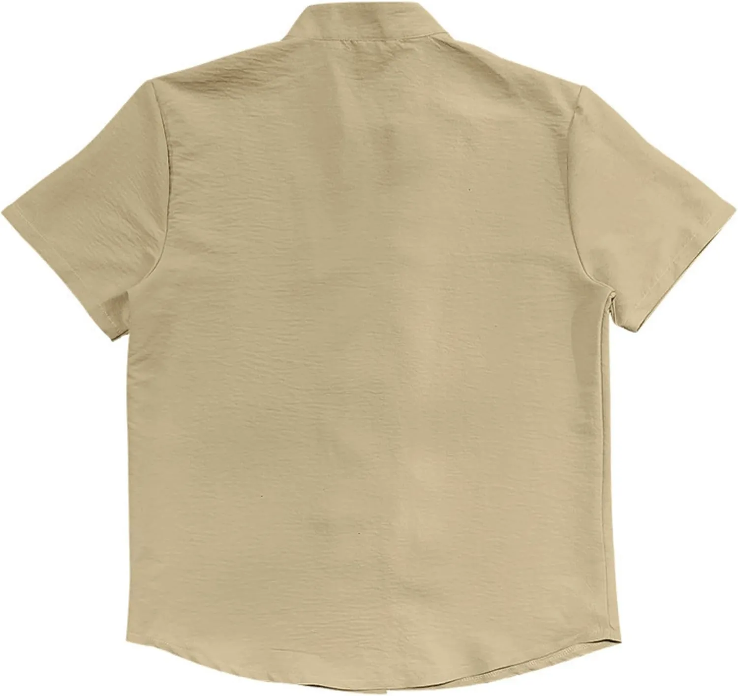 Short Sleeve Button Down Shirts for Men Linen Shirts Summer Casual Loose Solid Color Stand Collar Vacation Shirts