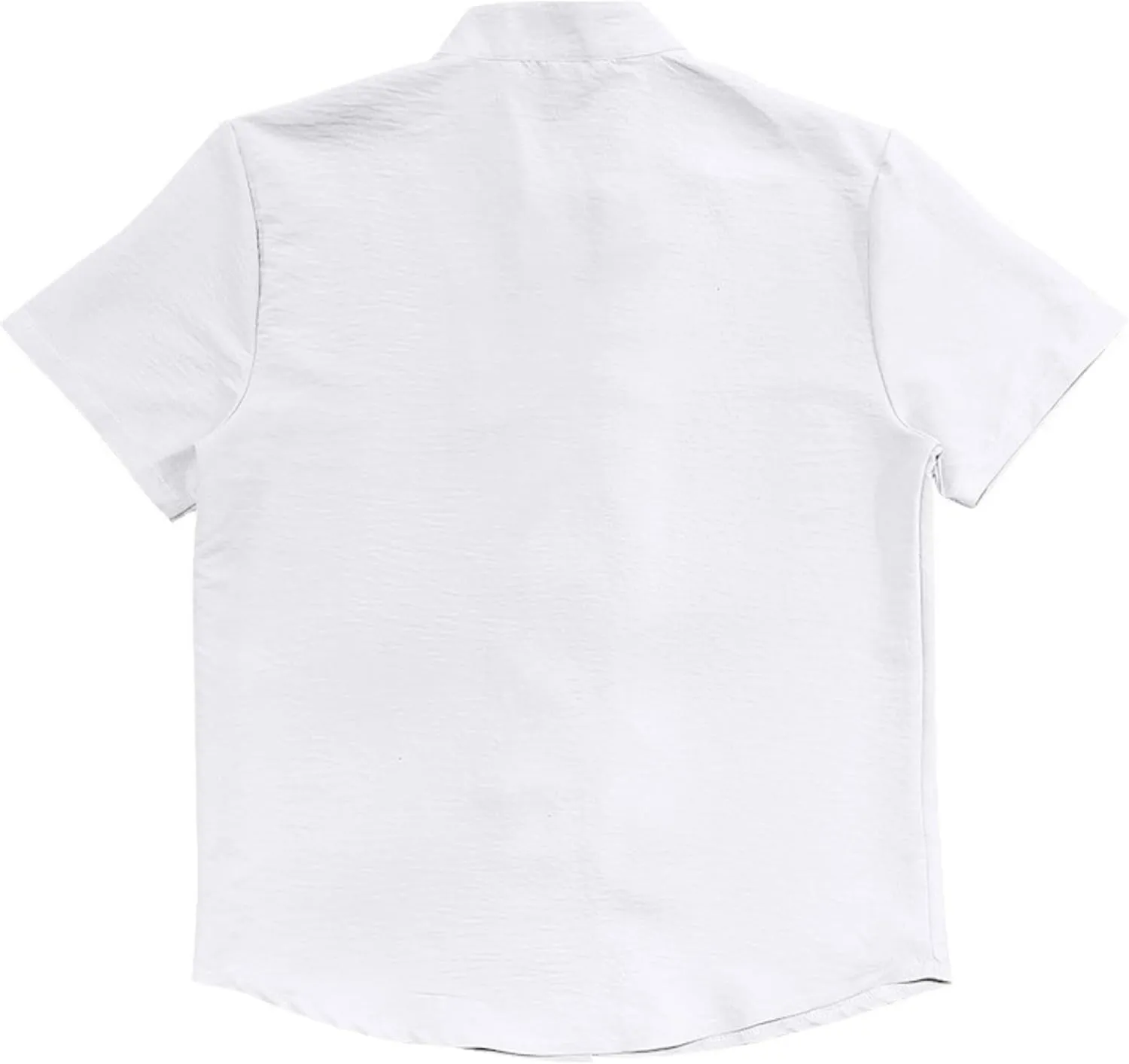 Short Sleeve Button Down Shirts for Men Linen Shirts Summer Casual Loose Solid Color Stand Collar Vacation Shirts