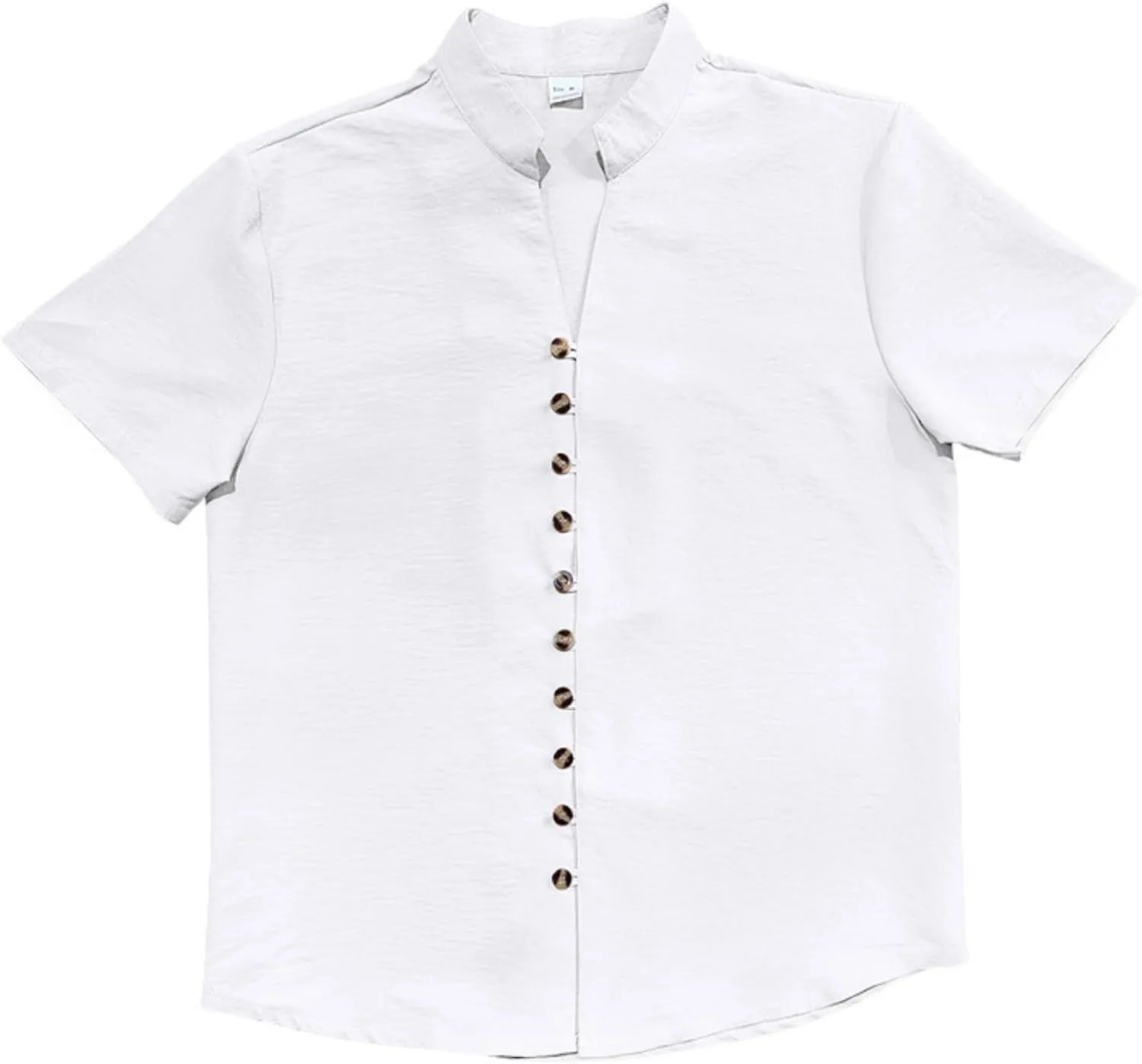Short Sleeve Button Down Shirts for Men Linen Shirts Summer Casual Loose Solid Color Stand Collar Vacation Shirts