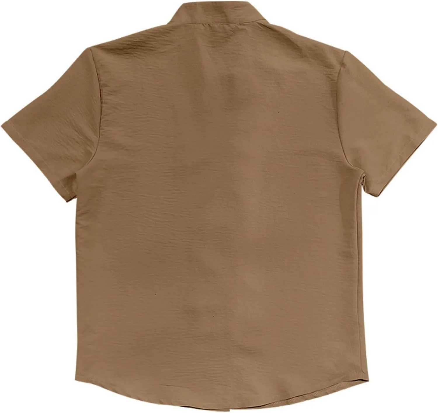 Short Sleeve Button Down Shirts for Men Linen Shirts Summer Casual Loose Solid Color Stand Collar Vacation Shirts