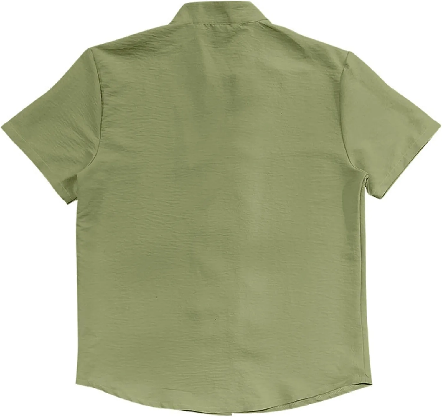 Short Sleeve Button Down Shirts for Men Linen Shirts Summer Casual Loose Solid Color Stand Collar Vacation Shirts