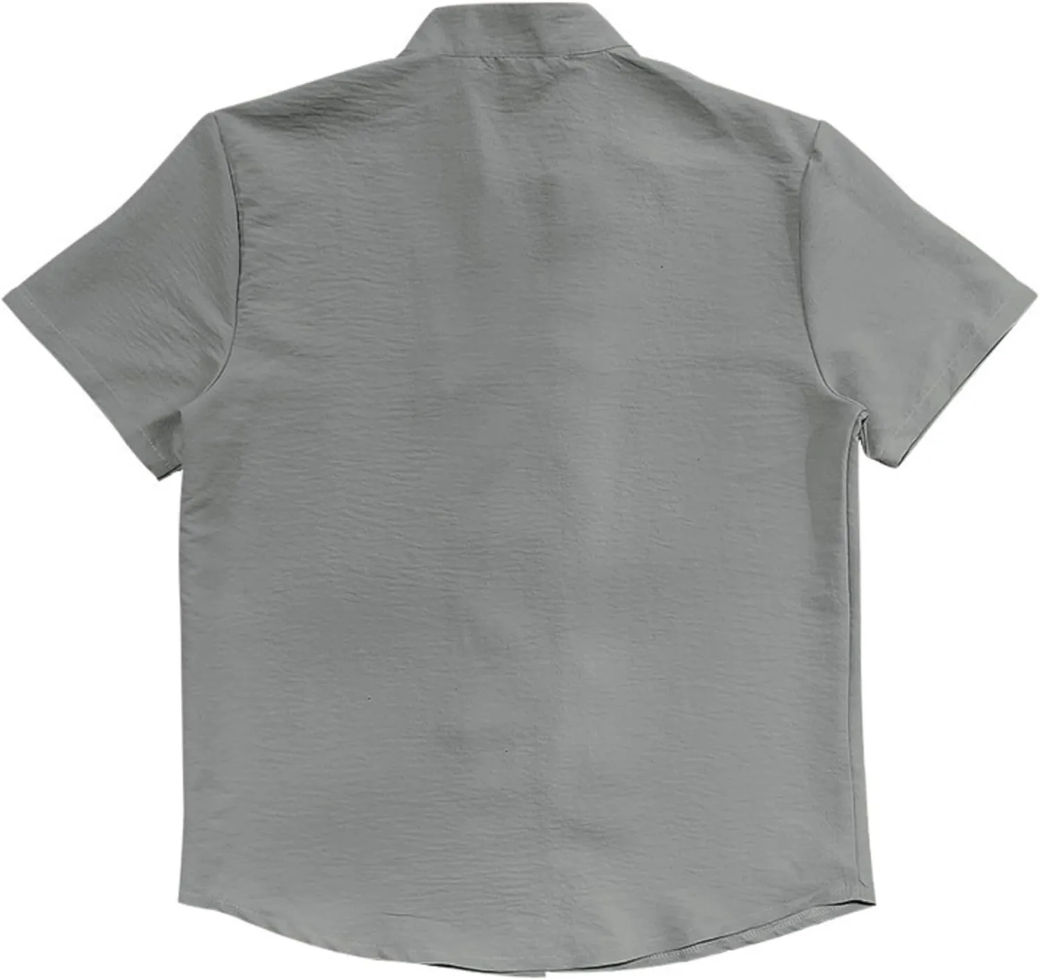 Short Sleeve Button Down Shirts for Men Linen Shirts Summer Casual Loose Solid Color Stand Collar Vacation Shirts