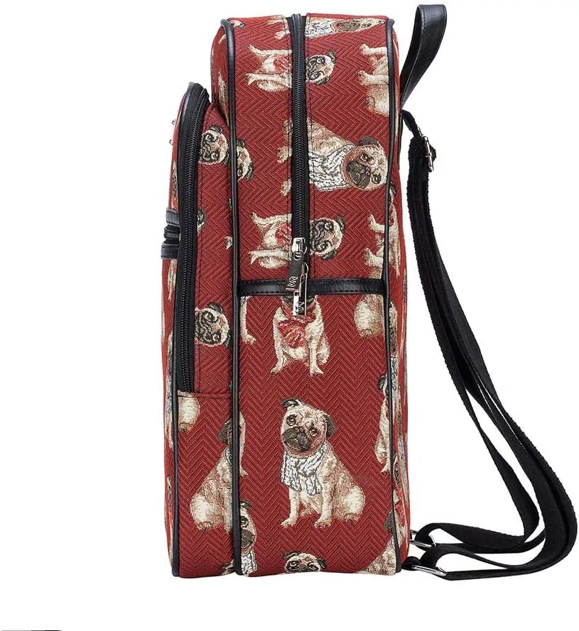 Signare Tapestry Backpack for Women Computer Rucksack Knapsack bookbags for women In Pug Dog Design (BKPK-PUG)
