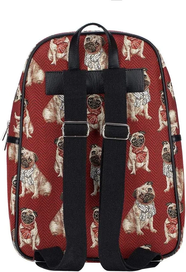 Signare Tapestry Backpack for Women Computer Rucksack Knapsack bookbags for women In Pug Dog Design (BKPK-PUG)