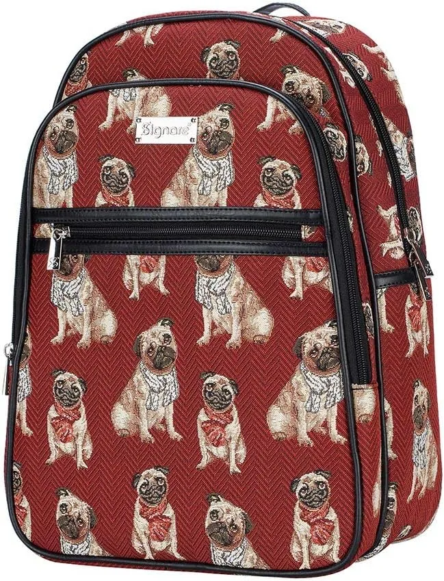 Signare Tapestry Backpack for Women Computer Rucksack Knapsack bookbags for women In Pug Dog Design (BKPK-PUG)