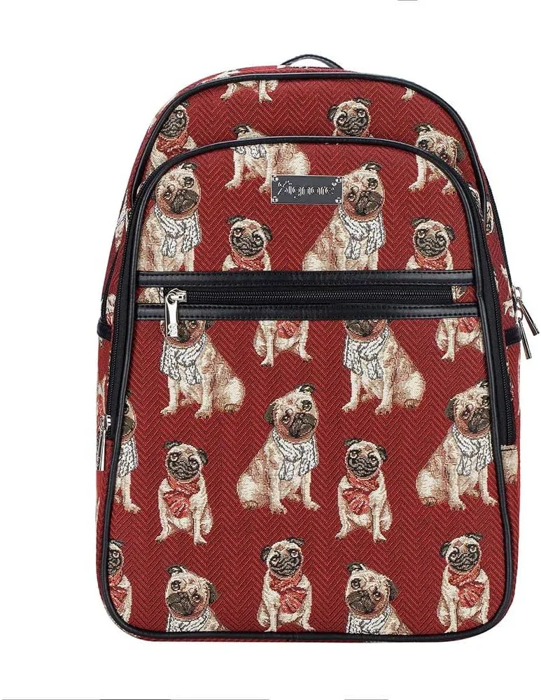 Signare Tapestry Backpack for Women Computer Rucksack Knapsack bookbags for women In Pug Dog Design (BKPK-PUG)