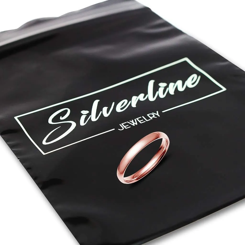 SILVERLINE JEWELRY 3mm Stainless Steel Classic High Polished Comfort Fit Wedding Band Ring, Full & Half Sizes 5-14 | Silver Gold Rose Blue Black Tones