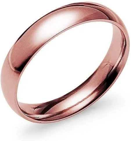 SILVERLINE JEWELRY 4mm High Polished Silver/Yellow Gold/Rose Gold/Black/Blue Tone Stainless Steel Ring for Men Women Wedding Bands Mirror Polished Comfort Fit Size 5-14