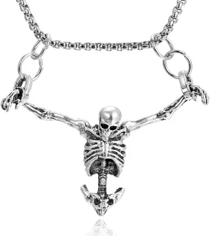 Skull Skeleton Necklace Gothic Jewelry for Men and Women, Gothic Necklace Accessories,Punk Rock Skull Pendent