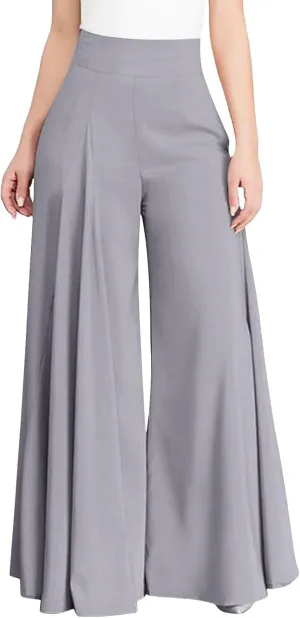 Slim Cinched Dress Pants for Womens Wide Leg Slacks Trendy Flowy High Waist Casual Pants Spring Summer Thin Trousers