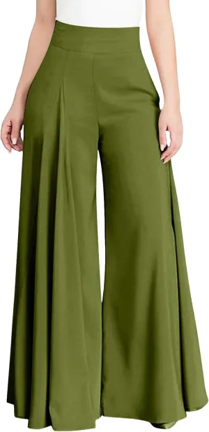 Slim Cinched Dress Pants for Womens Wide Leg Slacks Trendy Flowy High Waist Casual Pants Spring Summer Thin Trousers
