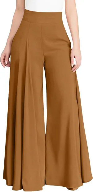 Slim Cinched Dress Pants for Womens Wide Leg Slacks Trendy Flowy High Waist Casual Pants Spring Summer Thin Trousers