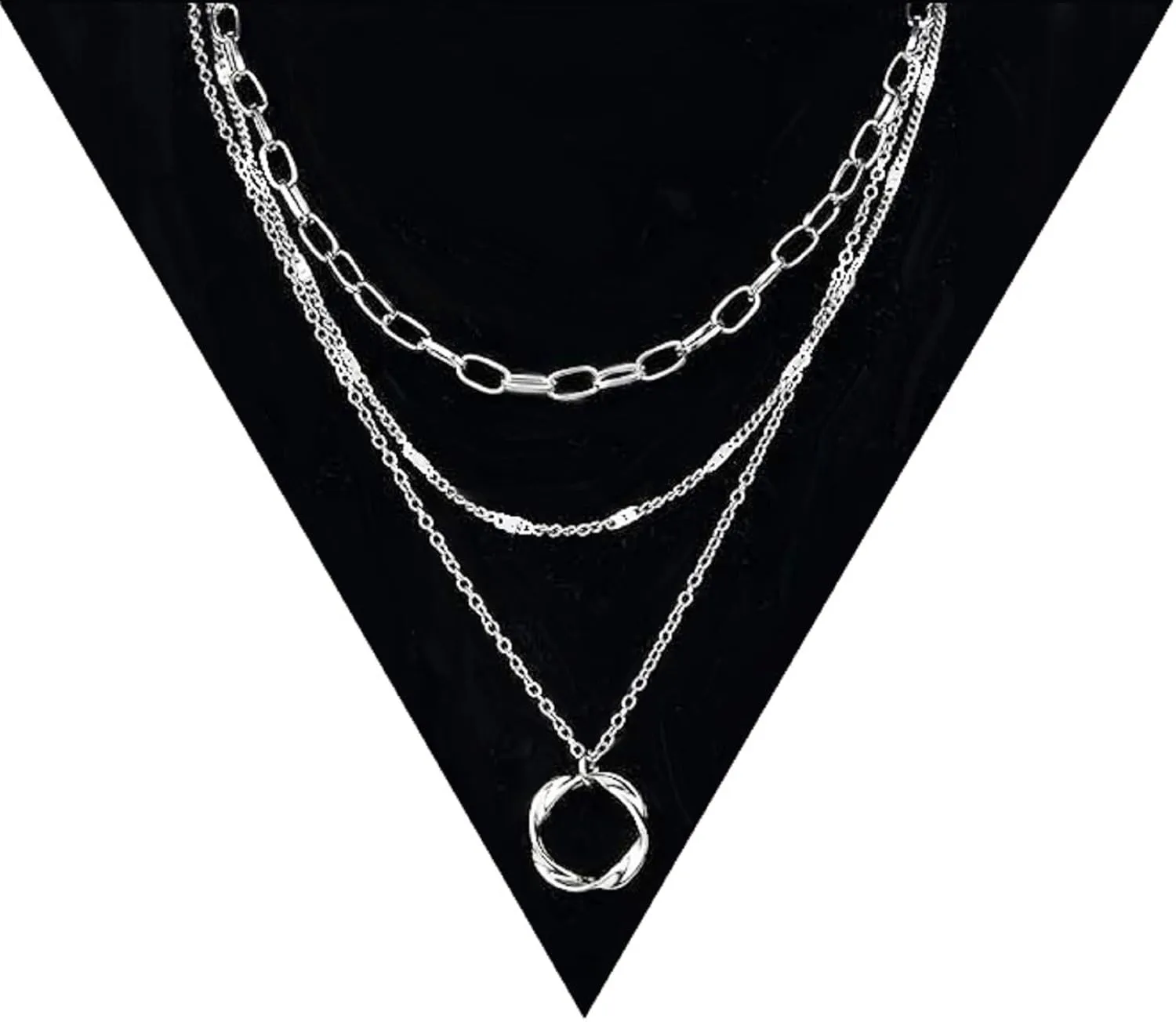 Sliver Layered Necklaces for Women, Layer Sliver Necklace Trendy Paperclip Twisted Pendant Chain Necklace Dainty Layering Choker Necklaces