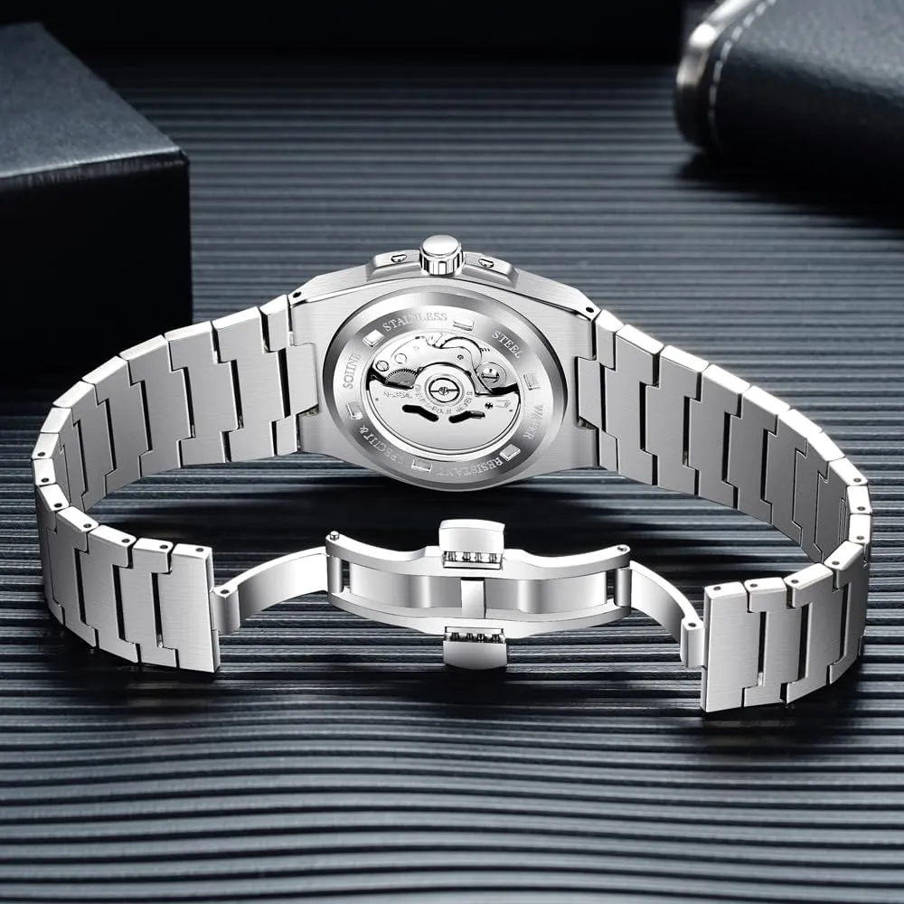 Specht & Shne New 37MM Mens Watches NH35 Mechanical Wrist Watches Honeycomb Dial Stainless Steel Watch Waterproof