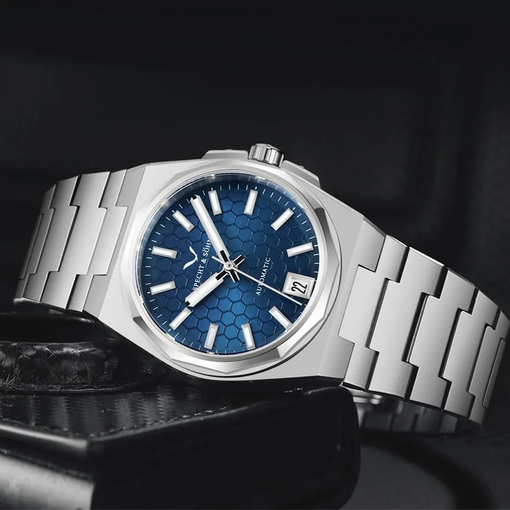 Specht & Shne New 37MM Mens Watches NH35 Mechanical Wrist Watches Honeycomb Dial Stainless Steel Watch Waterproof