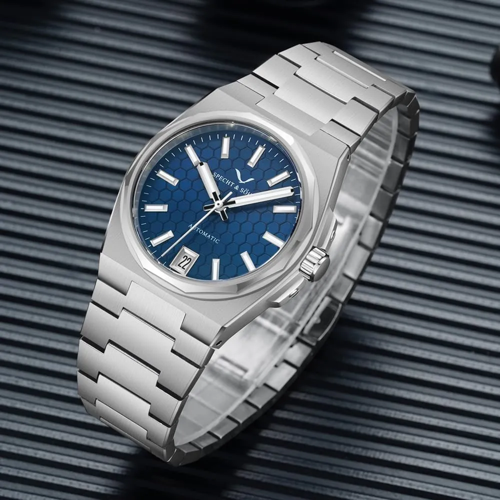 Specht & Shne New 37MM Mens Watches NH35 Mechanical Wrist Watches Honeycomb Dial Stainless Steel Watch Waterproof