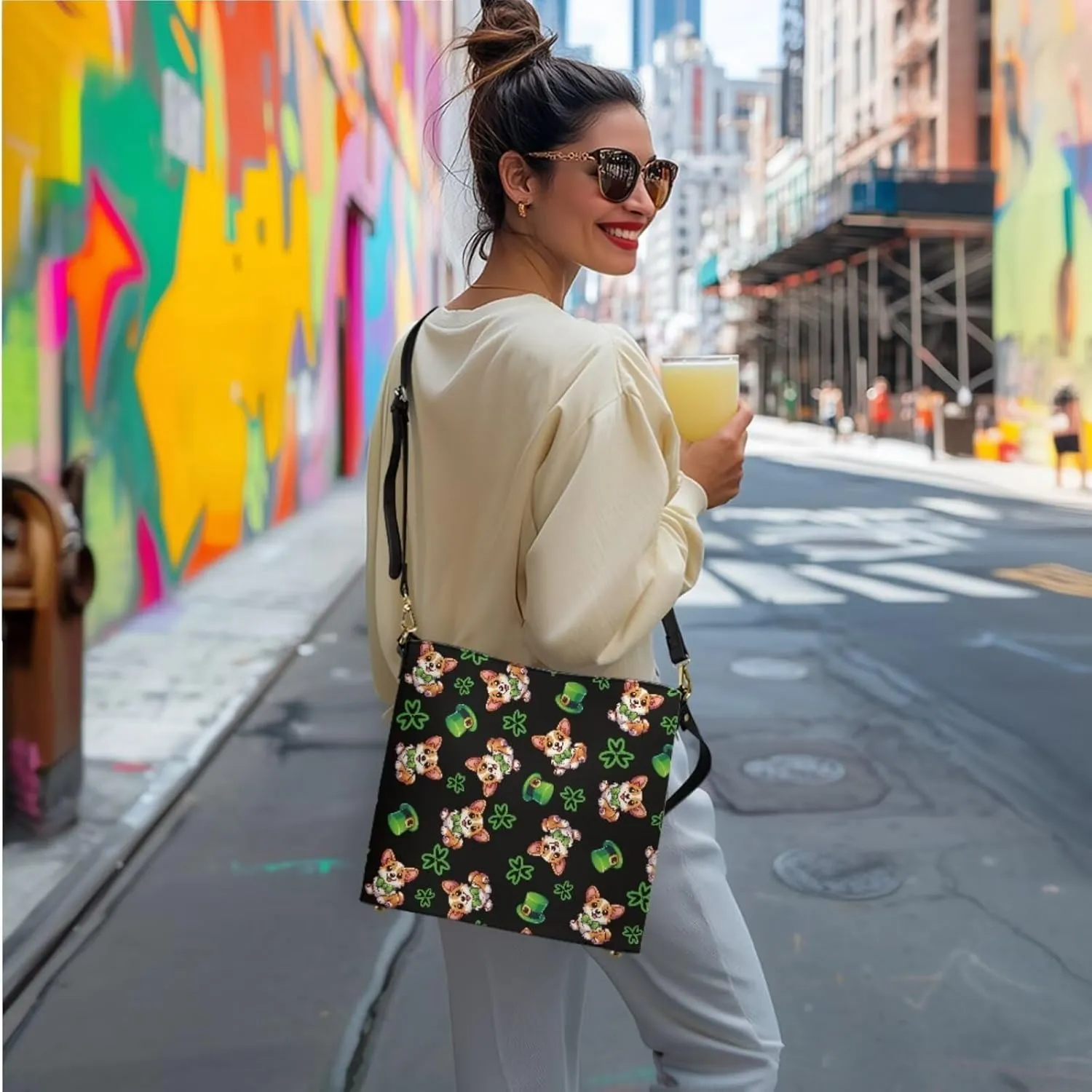 St. Patrick's Day Crossbody Purses Set for Elderly Women Asethetic Leather Shoulder Tote Bag Handbags