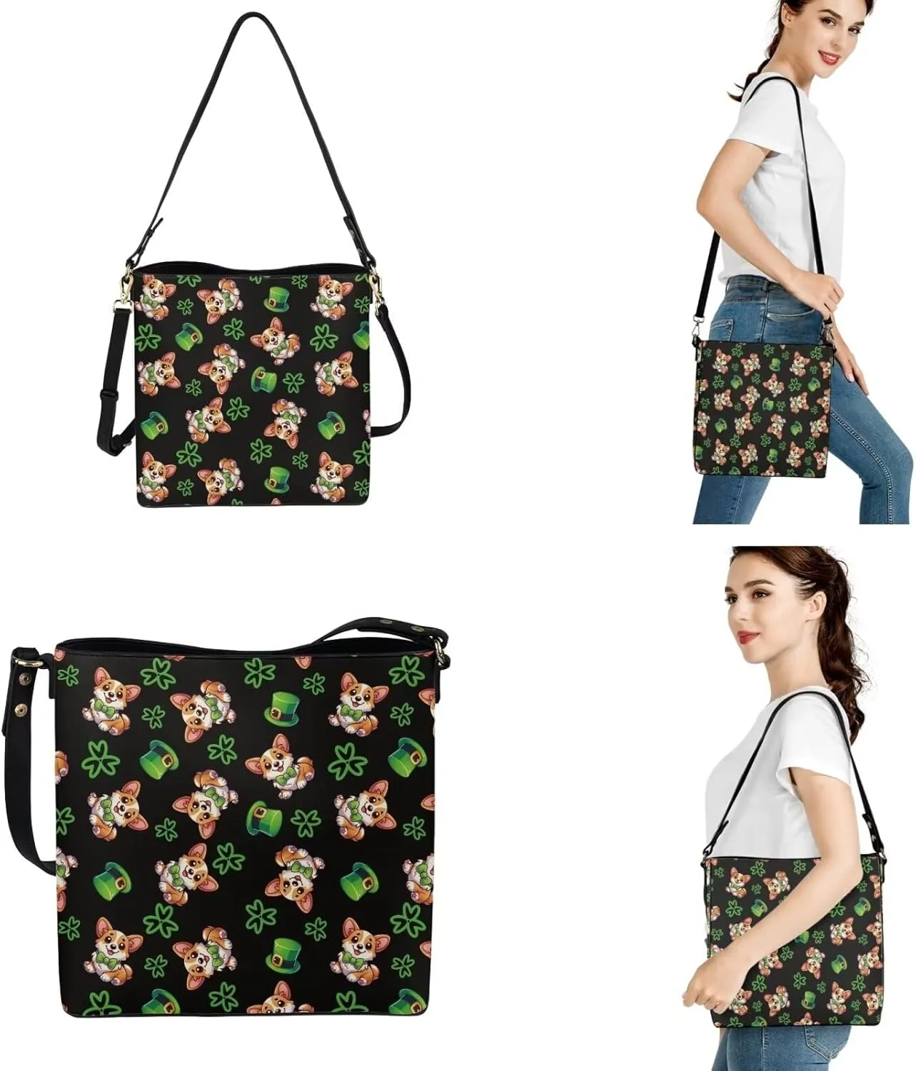 St. Patrick's Day Crossbody Purses Set for Elderly Women Asethetic Leather Shoulder Tote Bag Handbags