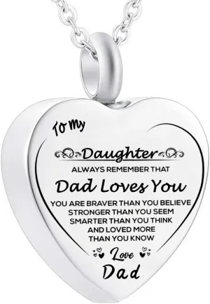 Stainless Steel Funeral Cremation Heart Pendant Necklace Keepsake Urn Perfume Necklace for Ashes Memorial Jewelry Mementos Jewelry Gifts for Dad