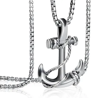 Stainless Steel Mens Cross Necklaces/Anchor Necklace/Dog Tags Pendant Necklace for Men Women Jewelry Gift