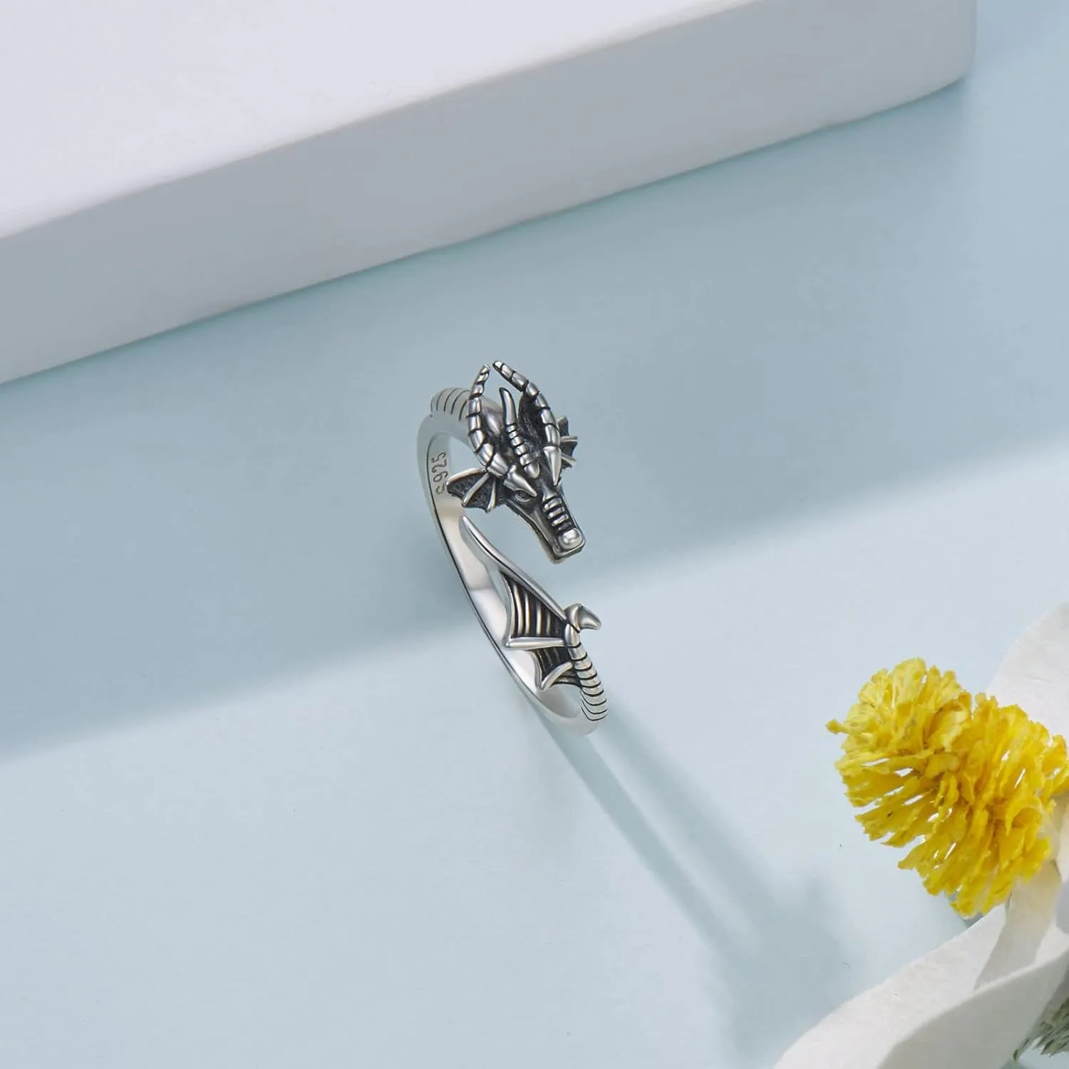 Sterling Silver Adjustable Dragon Ring - Modern Casual Wear Unisex Ring