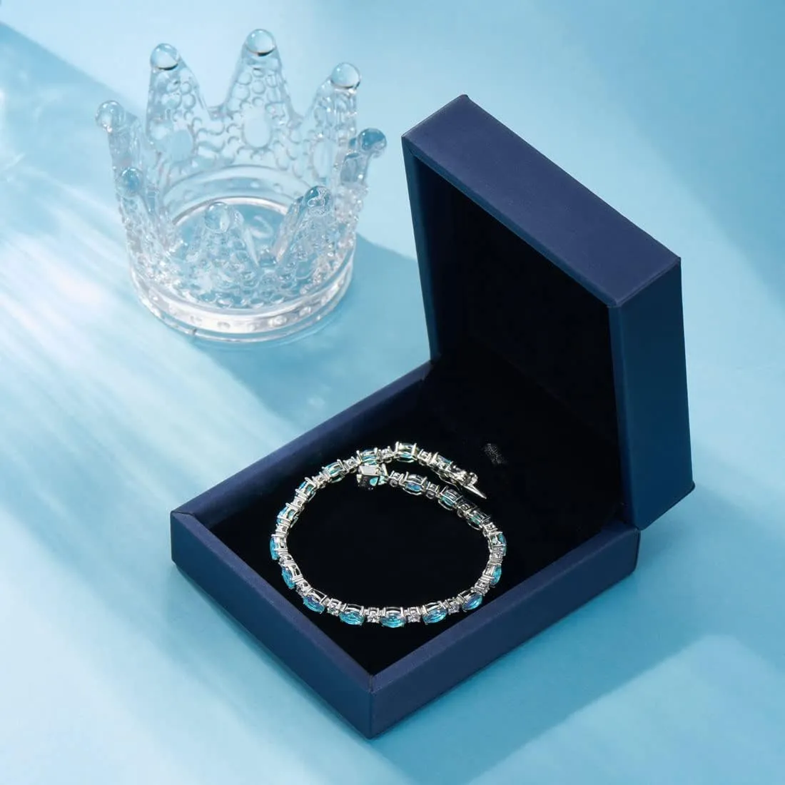 Sterling Silver Birthstone Tennis Bracelets for Women Gemstone Oval Tennis Bracelets Fine Jewelry Dainty Charm Link for Her 7 Inches