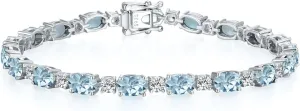 Sterling Silver Birthstone Tennis Bracelets for Women Gemstone Oval Tennis Bracelets Fine Jewelry Dainty Charm Link for Her 7 Inches