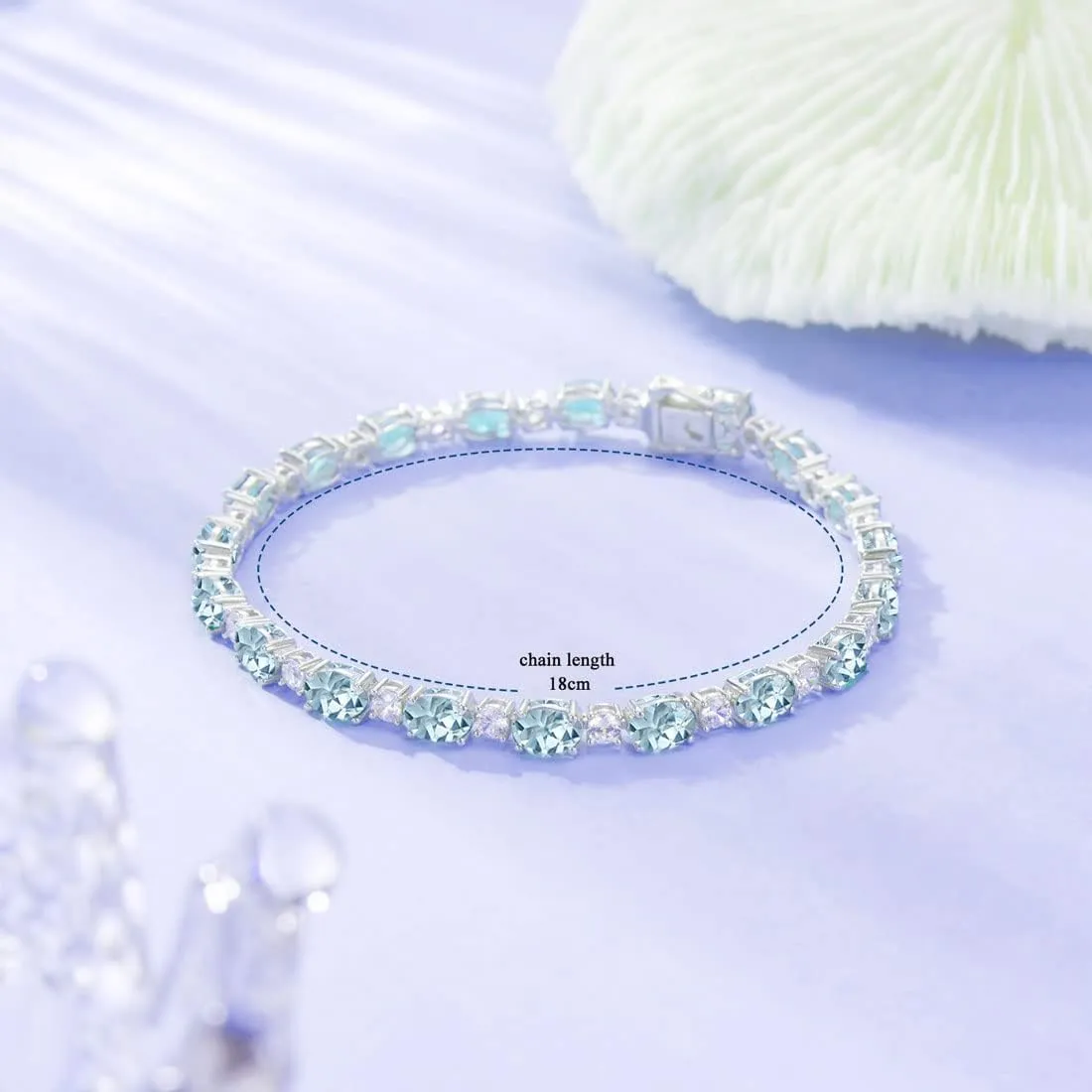 Sterling Silver Birthstone Tennis Bracelets for Women Gemstone Oval Tennis Bracelets Fine Jewelry Dainty Charm Link for Her 7 Inches
